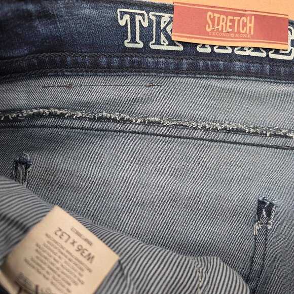 T.K. Axel Jeans Mens 36x32 Slim Boot Stretch Blue Denim Embroidered Pockets - Picture 8 of 13